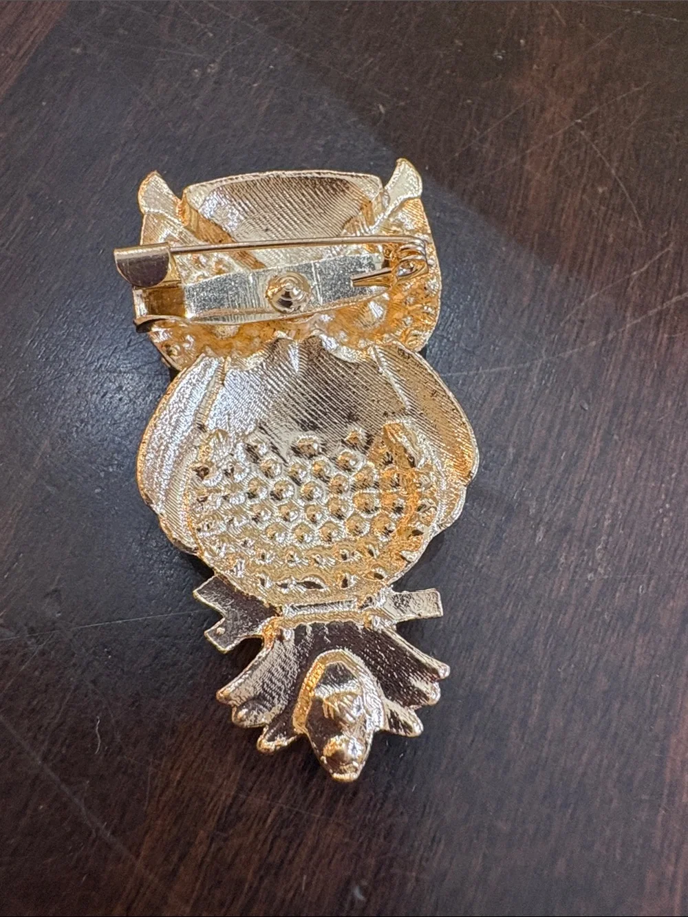 Pink Crystal Owl Brooch Pin